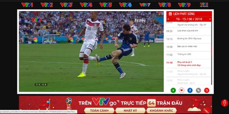 Xem bóng đá trực tuyến tại ứng dụng VTV Go