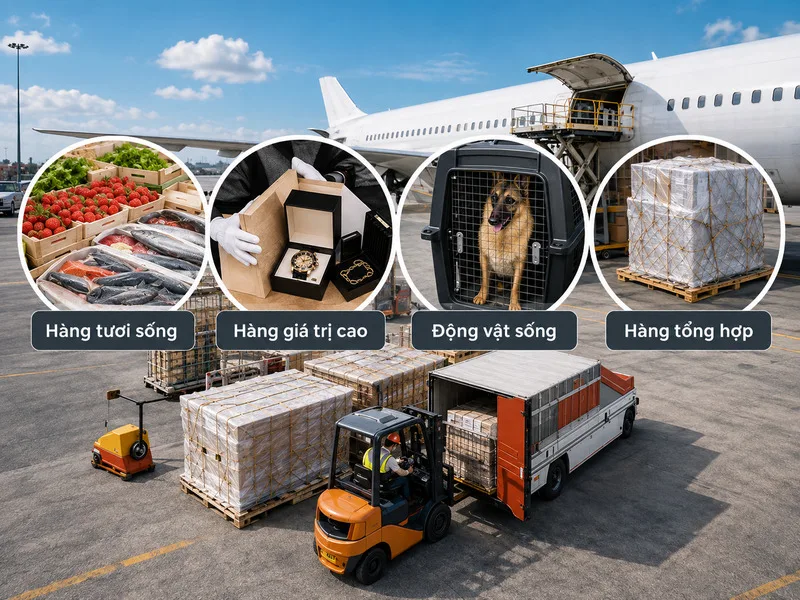 Vận chuyển bằng đường hàng không đặc biệt phù hợp với hàng giá trị cao, hàng cần giao gấp và sản phẩm có thời hạn sử dụng ngắn.