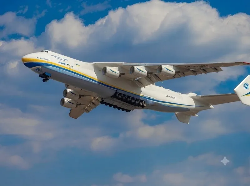 Antonov An-225 Mriya từng là biểu tượng của máy bay vận tải siêu nặng, chuyên chở các hàng hóa có kích thước đặc biệt.